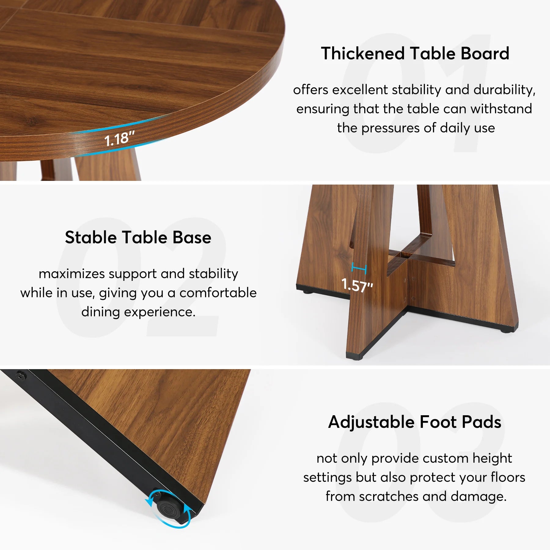 Tribesigns Round Dining Table for 4, 47" - Loft&Timber
