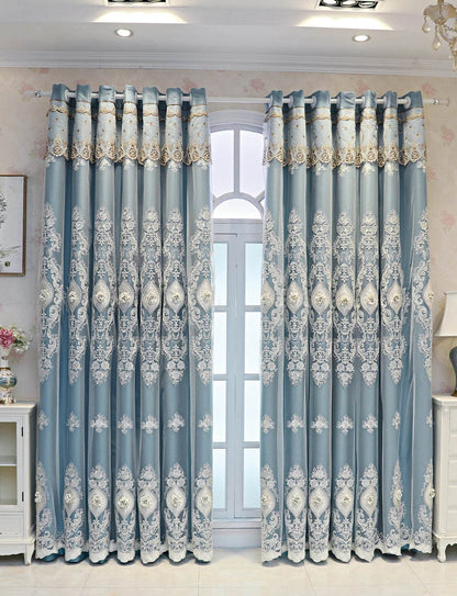 1PC Curtains,Luxury vintage-style embroidered curtains with 3D relief patterns - Loft&Timber