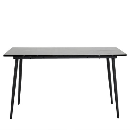 Rectangular table with arc MDF Black tabletop splicing PVC marble surface 140*76*76cm - Loft&Timber