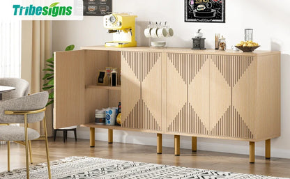 59" Tribesigns Modern Natural Storage Cabinet; Freestanding Floor Cabinet - Loft&Timber