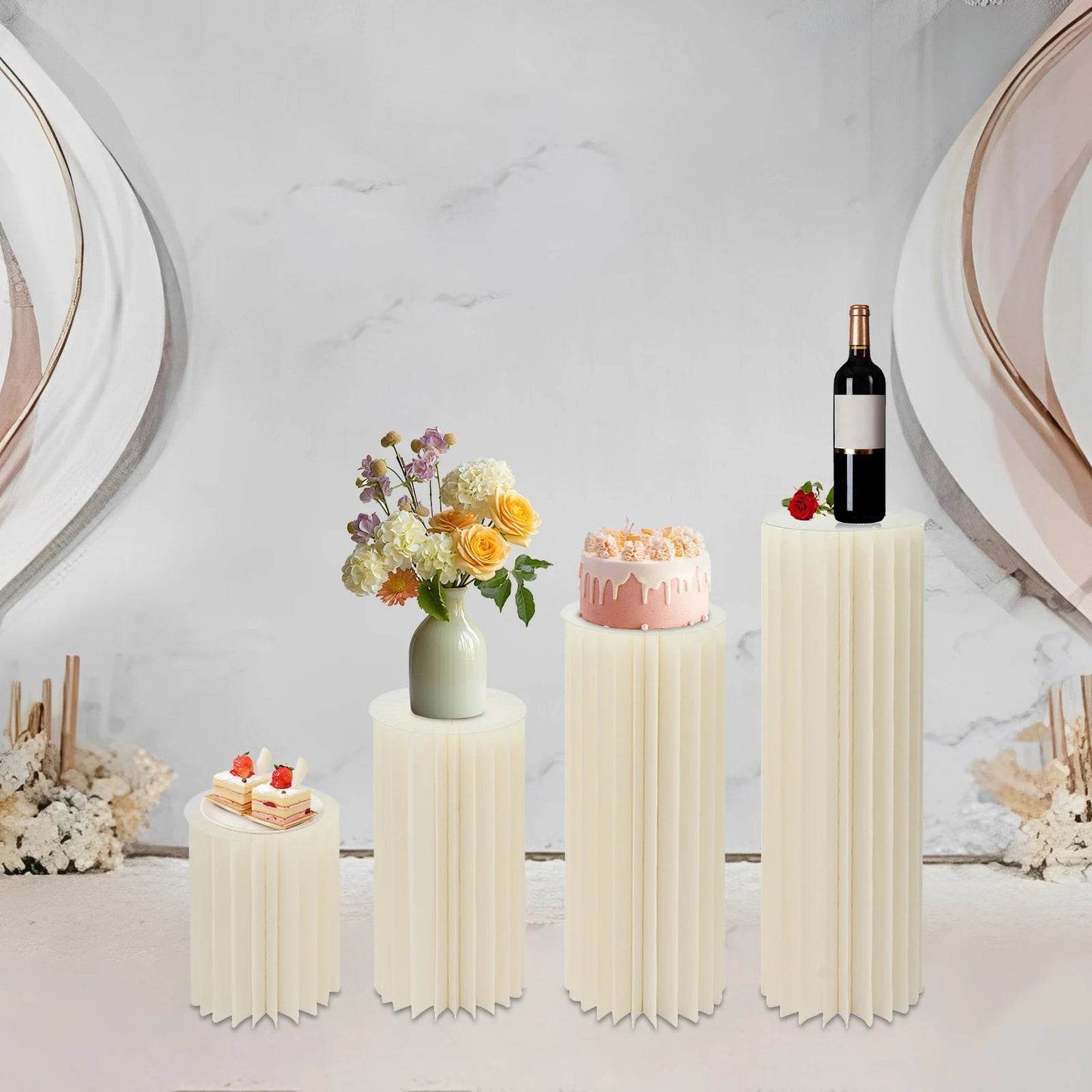 4Pcs Foldable Cardboard Flower or cake Stand (40+60+80+100cm) - Loft&Timber
