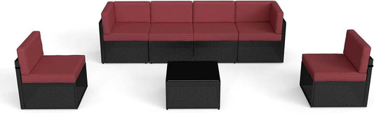 7Pc Patio Furniture Sets with Pillows & Coffee Table - Loft&Timber