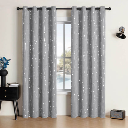 Pack Of 2 Sliver Print Blackout Curtains - Loft&Timber