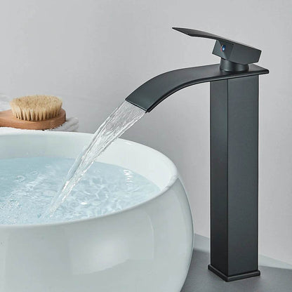 Quyanre Matte Black Waterfall Basin Faucet - Loft&Timber