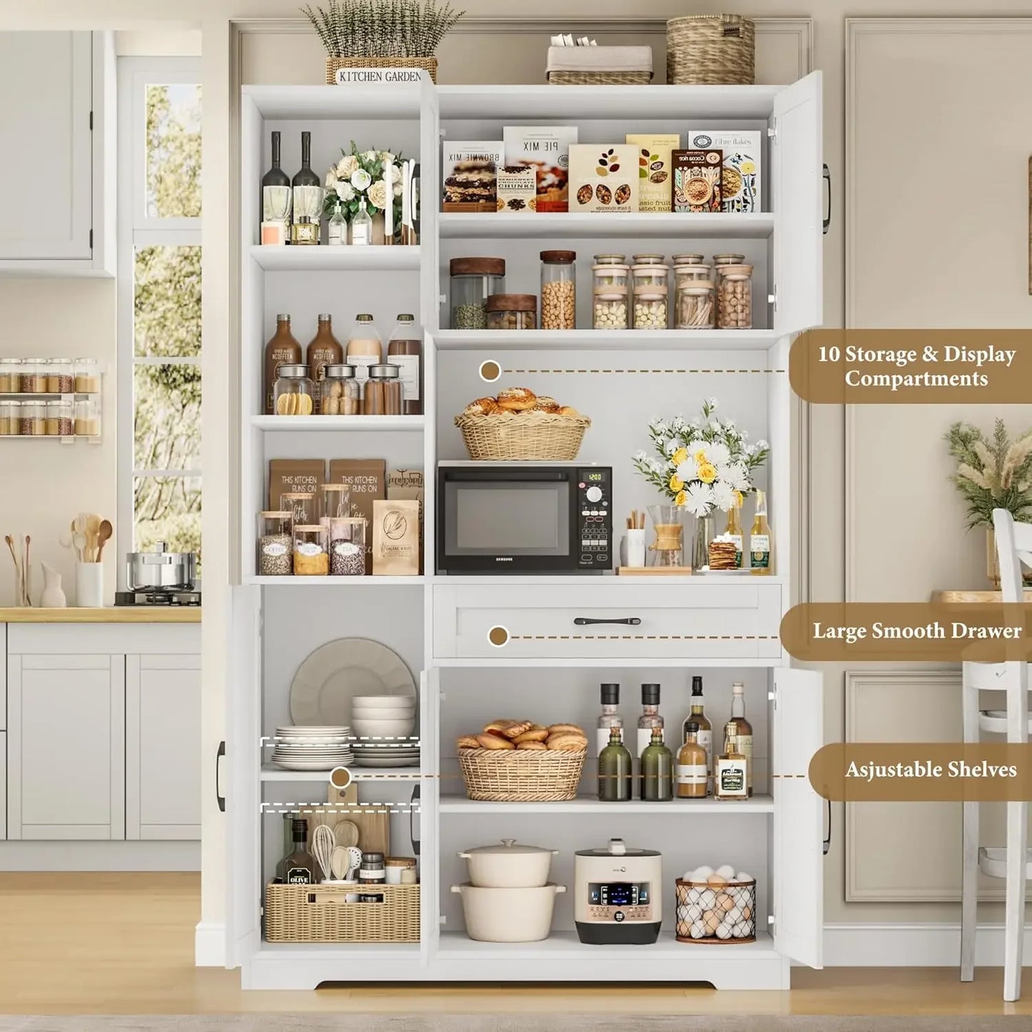 71" Tall Kitchen Pantry Storage Cabinet with Barn Doors Kitch - Loft&Timber