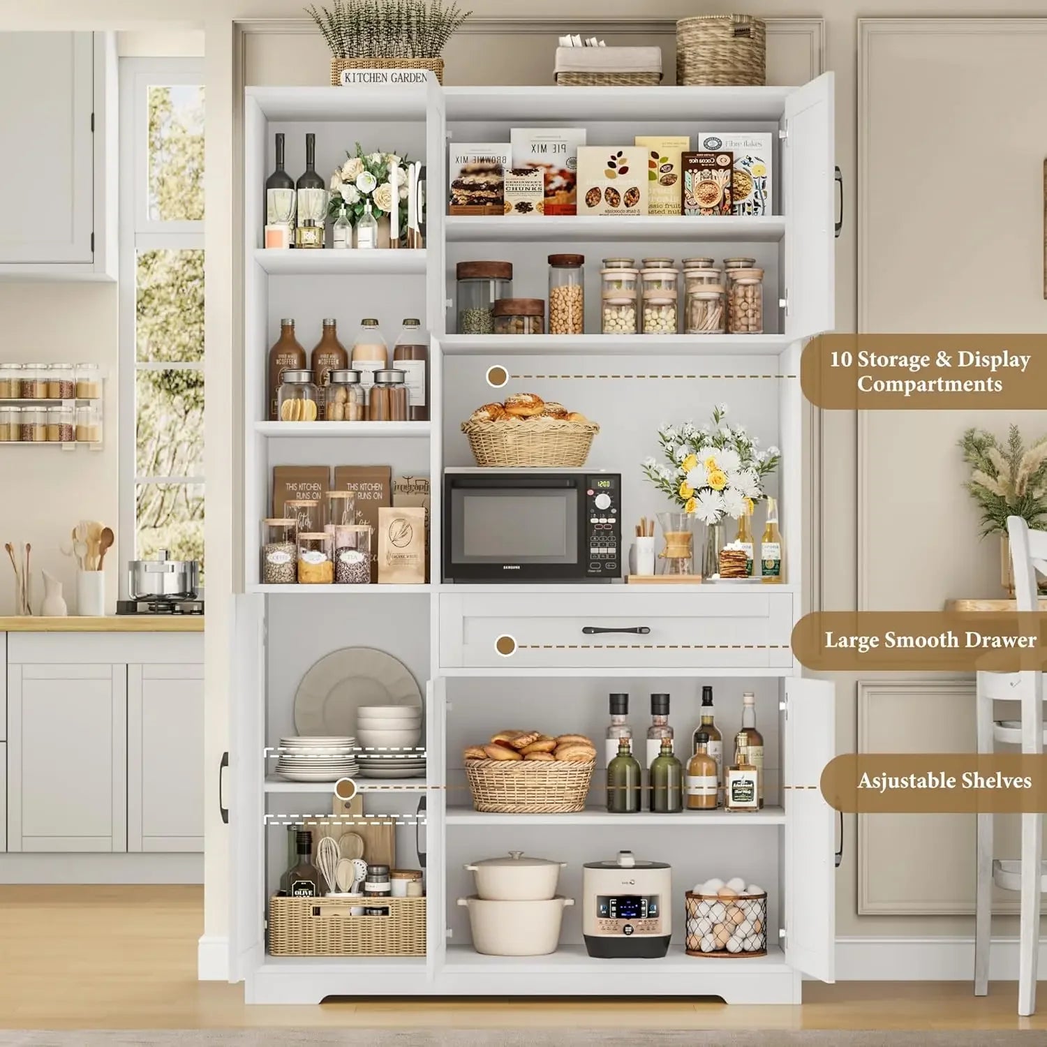 71" Tall Kitchen Pantry Storage Cabinet with Barn Doors Kitch - Loft&Timber