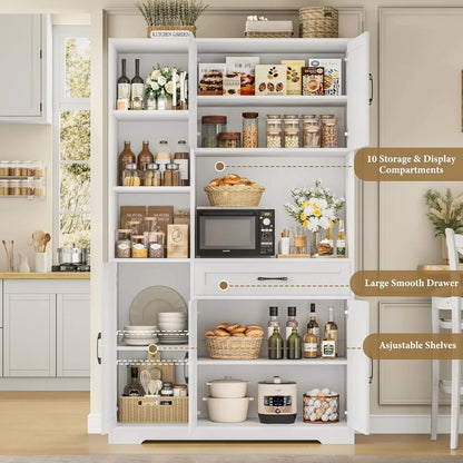 71" Tall Kitchen Pantry Storage Cabinet with Barn Doors Kitch - Loft&Timber