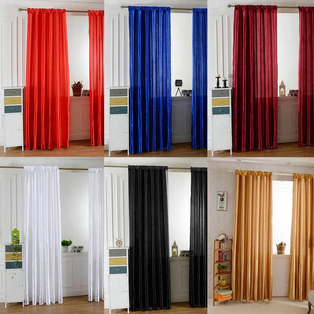 Solid Color Satin Window Curtain - Loft&Timber