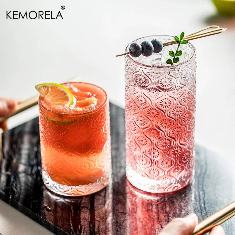 4PCS 350ML Retro Begonia Flower Glass Cups - Loft&Timber