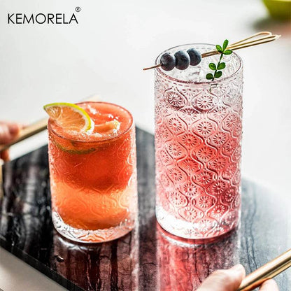 4PCS 350ML Retro Begonia Flower Glass Cups - Loft&Timber