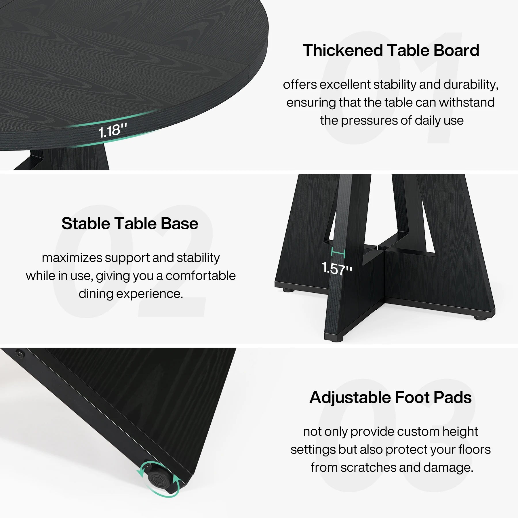 Tribesigns Round Dining Table for 4, 47" - Loft&Timber
