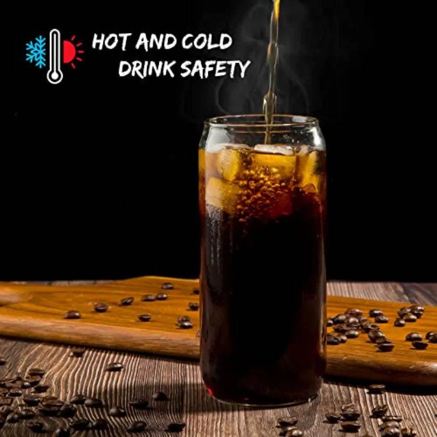 20 Oz Drinking Glasses with Bamboo Lids and Glass Straw 6 Pcs Set - Loft&Timber