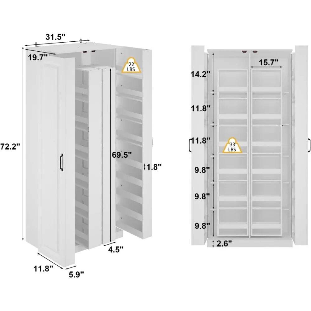 Kitchen Pantry Storage Cabinet with Doors and Shelves 19 - Loft&Timber