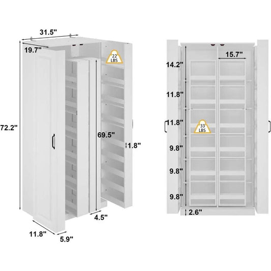 Kitchen Pantry Storage Cabinet with Doors and Shelves 19 - Loft&Timber