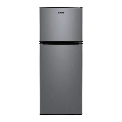 Kitchen Helper Galanz 4.6. Cu ft Two Door Mini Refrigerator with Freezer, Stainless Steel, Width 19.13"