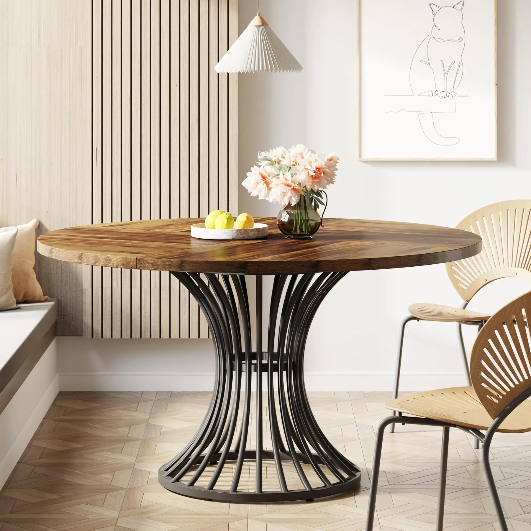 Tribesigns Round Dining Table for 4-6 People, 47" - Loft&Timber