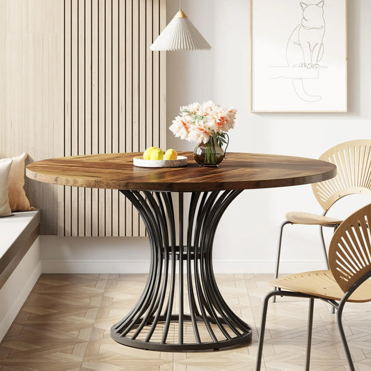 Tribesigns Round Dining Table for 4-6 People, 47" - Loft&Timber