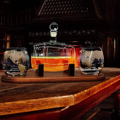 Home Bar Glass Whiskey Decanter Aerator Set with 2 Whiskey Glasses - Loft&Timber