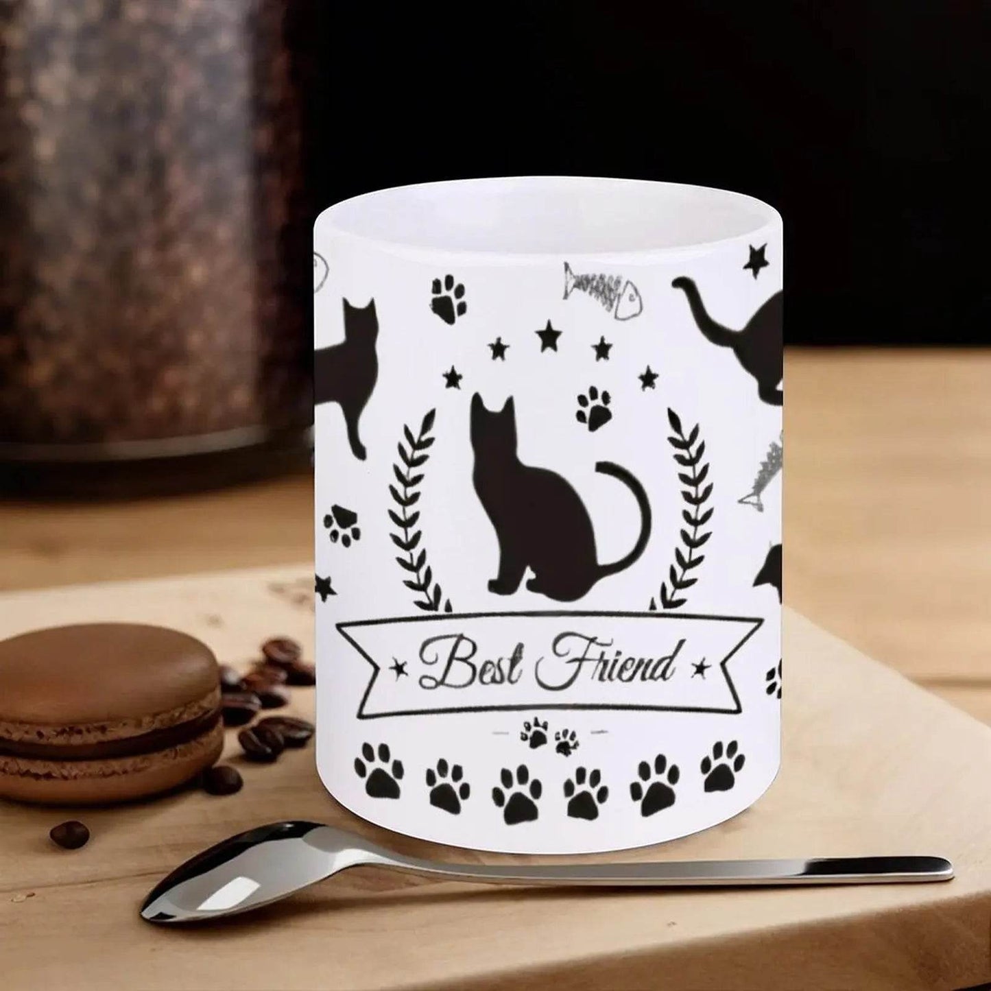 Image Of Cats And Paw Prints Coffee Mug, 330ml Teacup - Loft&Timber
