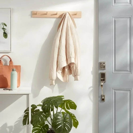 Wooden Wall Mounted Hook Rack 5 Pegs - Loft&Timber