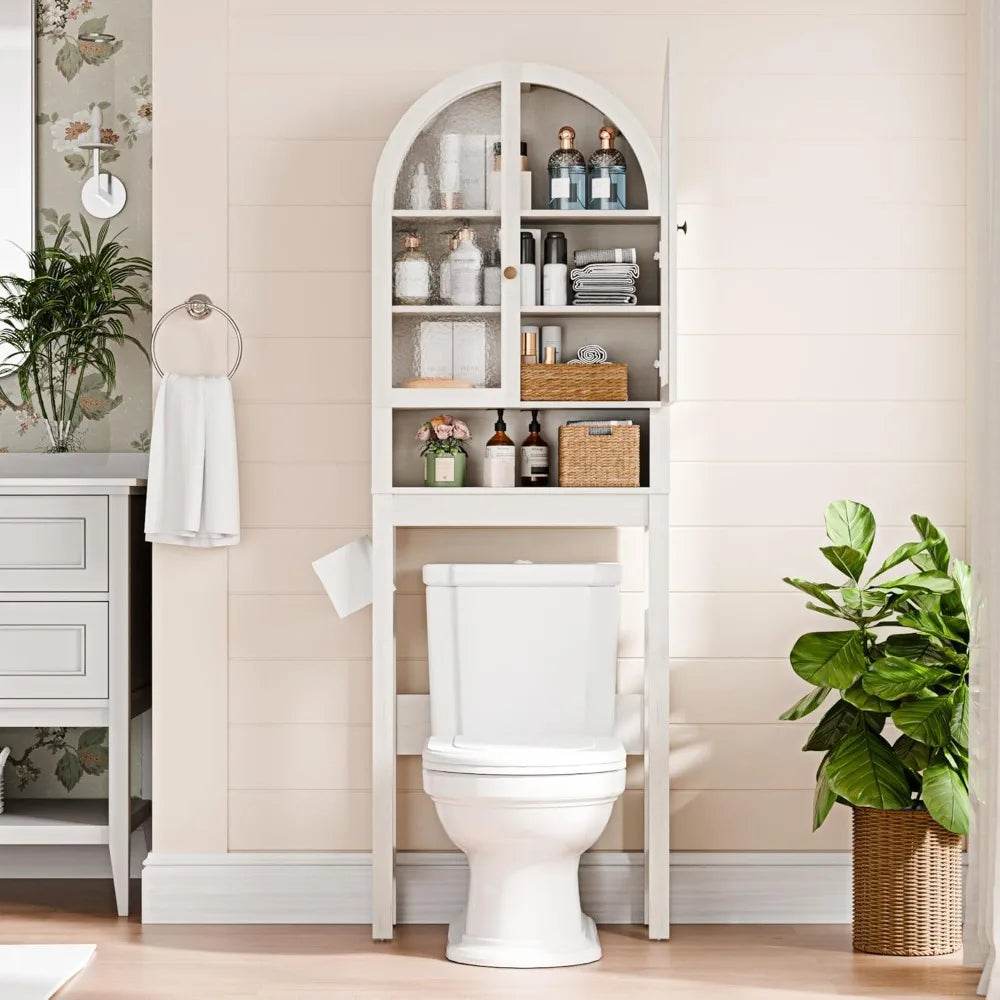 Contemporary 23.7 inch wide storage cabinet with acrylic doors over toilet - Loft&Timber