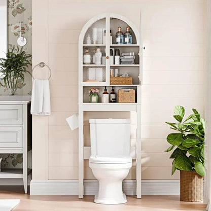 Contemporary 23.7 inch wide storage cabinet with acrylic doors over toilet - Loft&Timber