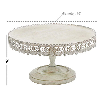 16" x 9" White Metal Decorative Stand - Loft&Timber