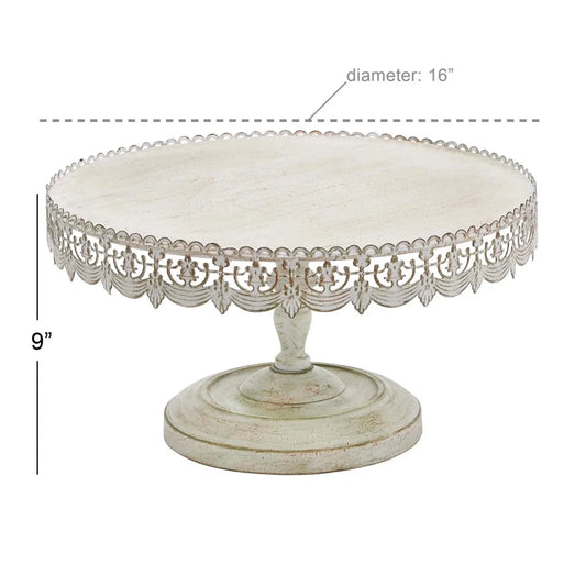 16" x 9" White Metal Decorative Stand - Loft&Timber