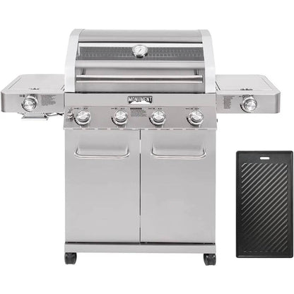 Stainless Steel 4-Burner Propane Gas Grill with Infrared Side Sear and Side Burners - Loft&Timber
