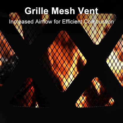 Fire Pit with Poker, 32 inch Outdoor Fire Pit Patio, Wood Burning Firepits for Outside with Grill - Loft&Timber