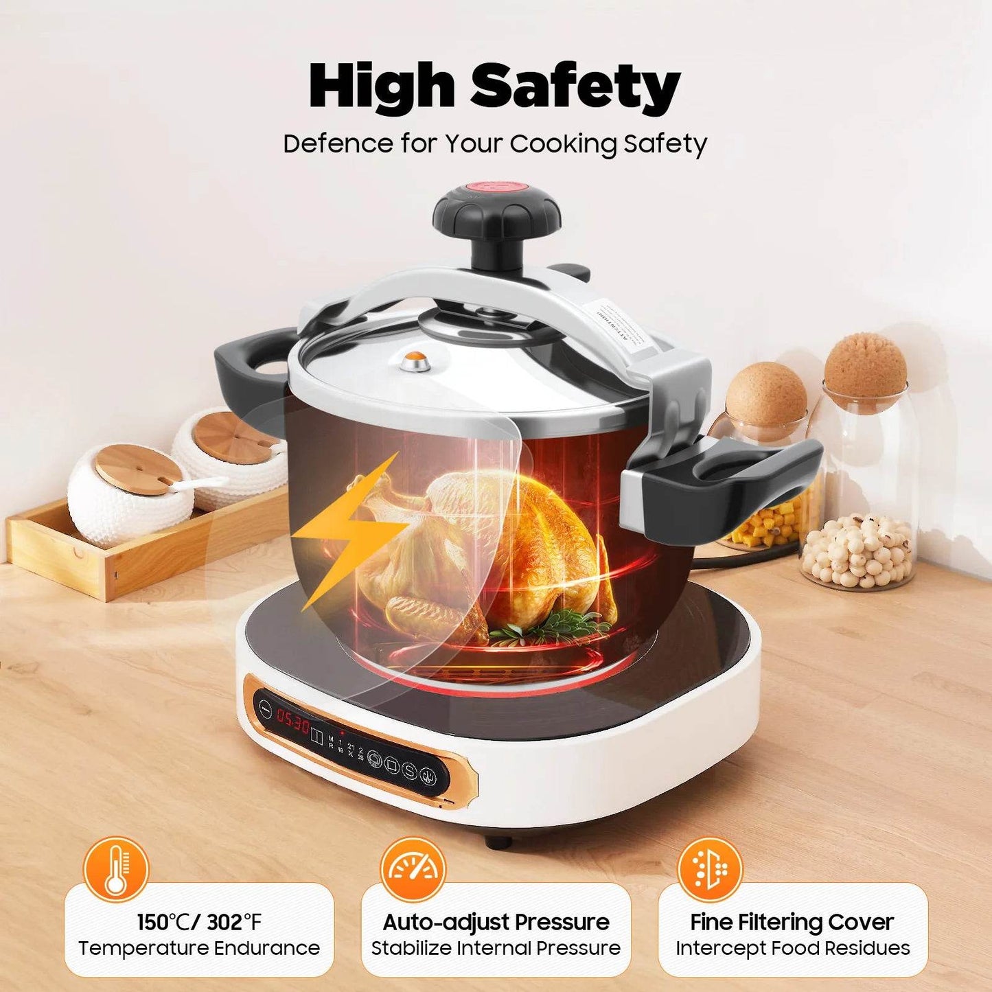 7.4Qt Stainless Steel Pressure Cooker - Loft&Timber