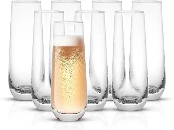 Milo Stemless Champagne Flutes Set of 8 Crystal Glasses. 9.5oz - Loft&Timber