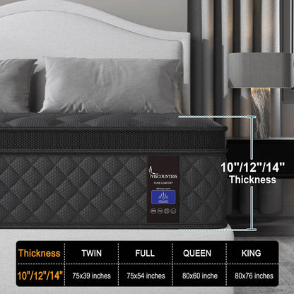 Twin Full Queen King Mattress in A Box, Hybrid Memory Foam - Loft&Timber