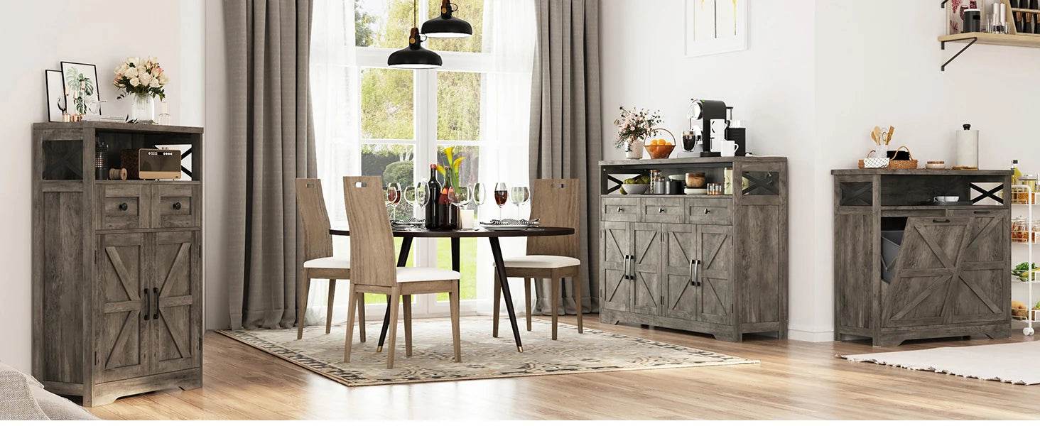 Vabches Sideboard Buffet Cabinet with Drawers & Charging Station - Loft&Timber