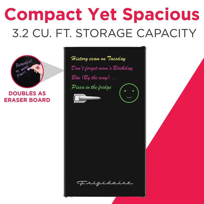 Retro Compact Refrigerator 3.2 Cu Ft Dry Erase Mini Fridge with Adjustable Shelves - Loft&Timber