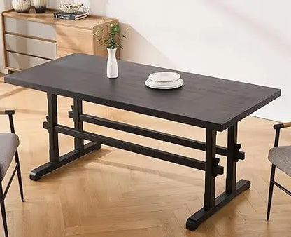 Solid Wood Dining Table for 4-6 People, 70" Large Kitchen Table - Loft&Timber