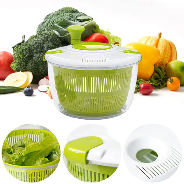 5 L Fruits Spinner Dryer with Secure Lid Lock & Rotary Handle & Bowl Fruit Washer for Cleaning and Drying Salad Greens and Fruit