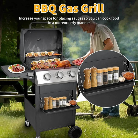 3 Burner Gas Grill, 30000 BTU Propane BBQ Grill - Loft&Timber