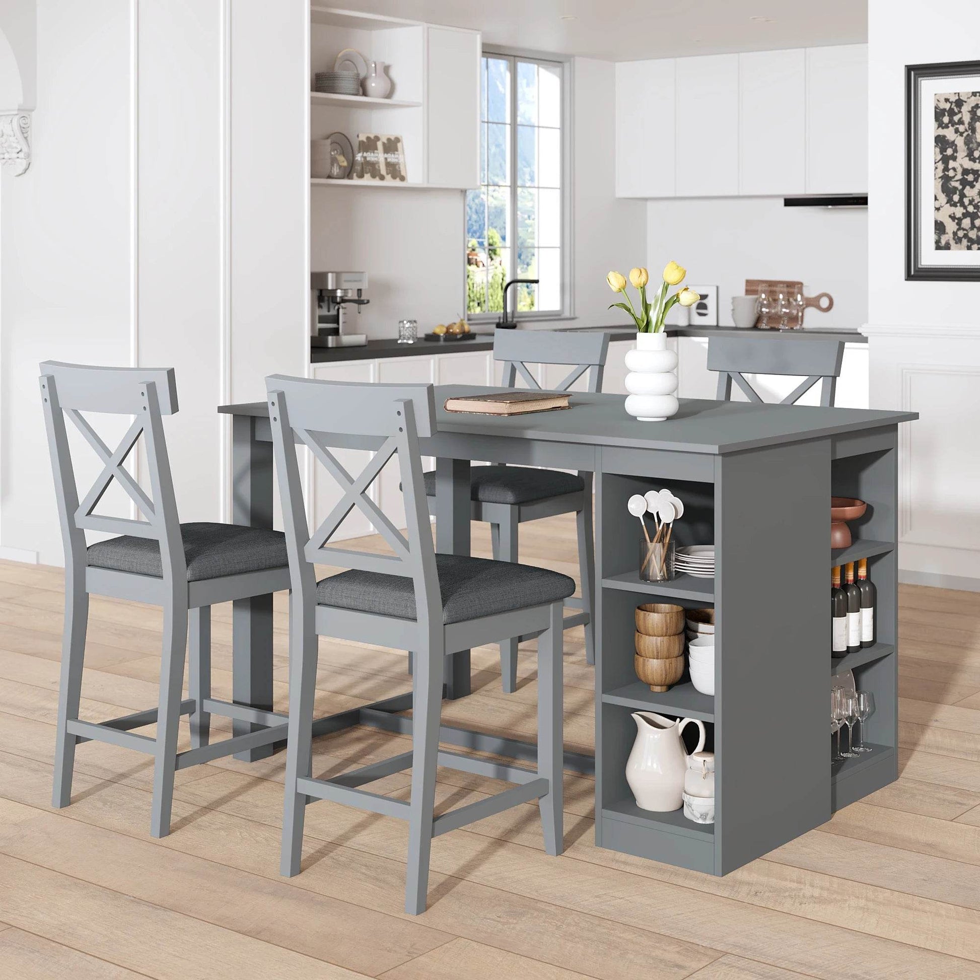 Wood Farmhouse Counter Height Dining Table Set - Loft&Timber