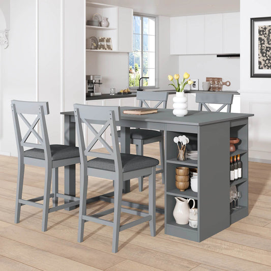 Wood Farmhouse Counter Height Dining Table Set - Loft&Timber