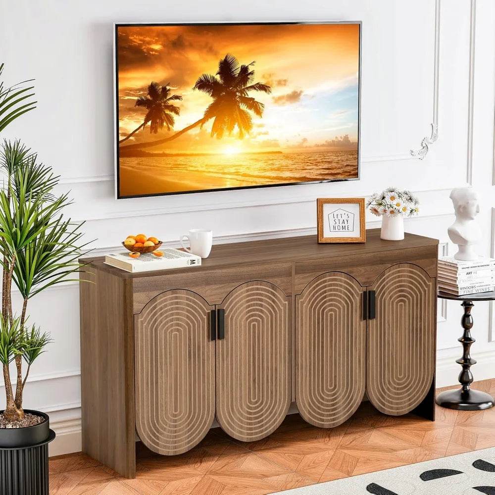 Fluted Sideboard Cabinet with Storage with Adjustable Shelves - Loft&Timber