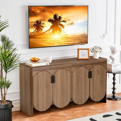 Fluted Sideboard Cabinet with Storage with Adjustable Shelves - Loft&Timber