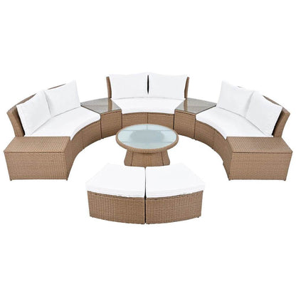 10-Piece Outdoor Sectional Rattan Sofa Set, White - Loft&Timber