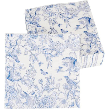 60 Pack Blue Floral Paper napkins Decorative and Disposable - Loft&Timber