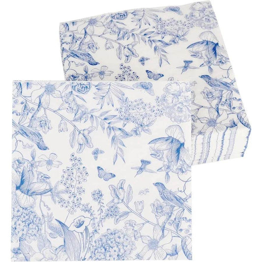 60 Pack Blue Floral Paper napkins Decorative and Disposable