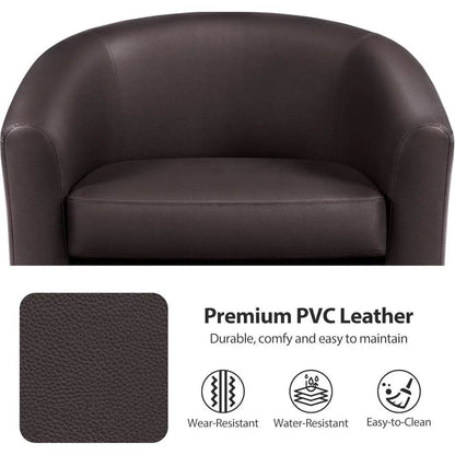 PU Leather Accent Chairs, Modern Barrel Chairs Side Chairs - Loft&Timber