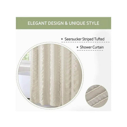 Striped Tufted Shower Curtain, 72x72 Inch - Loft&Timber