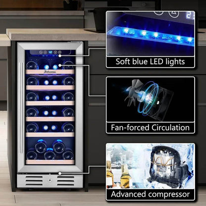 15 Inch Wine Cooler Refrigerator - 30 Bottle - Loft&Timber