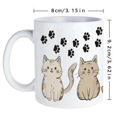 Four Cats With Paw Prints. Espresso Cups, 330ml Coffee Cups - Loft&Timber