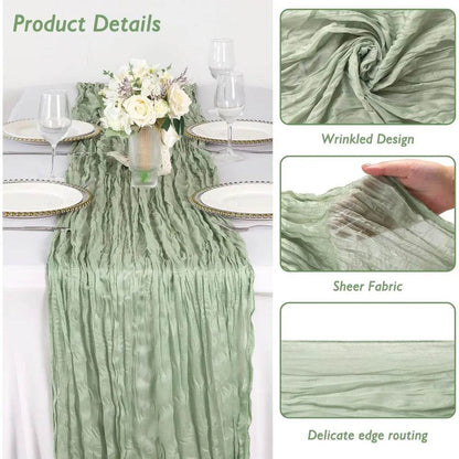 8 Pack Sage Green Cheesecloth Table Runners - Loft&Timber